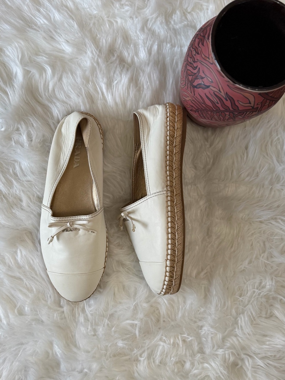 Prada Leather Espadrille Flats